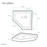 Voltaire 36 x 36 Acrylic White, Single-Threshold, Center Drain, Neo-angle Shower Base