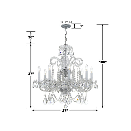 Traditional Crystal 8 Light Hand Cut Crystal Polished Chrome Chandelier 5008-CH-CL-MWP