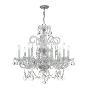 Traditional Crystal 8 Light Swarovski Strass Crystal Polished Chrome Chandelier 5008-CH-CL-S