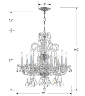 Traditional Crystal 8 Light Swarovski Strass Crystal Polished Chrome Chandelier 5008-CH-CL-S