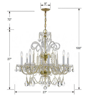 Traditional Crystal 8 Light Swarovski Strass Crystal Polished Chrome Chandelier 5008-CH-CL-S