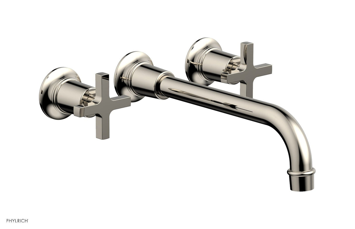 Phylrich 501-13-10-014 HEX MODERN Wall Lavatory Set 10" Spout - Cross Handles 501-13-10 - Polished Nickel