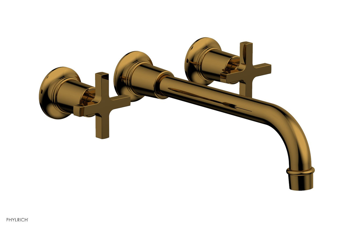 Phylrich 501-13-10-002 HEX MODERN Wall Lavatory Set 10" Spout - Cross Handles 501-13-10 - French Brass