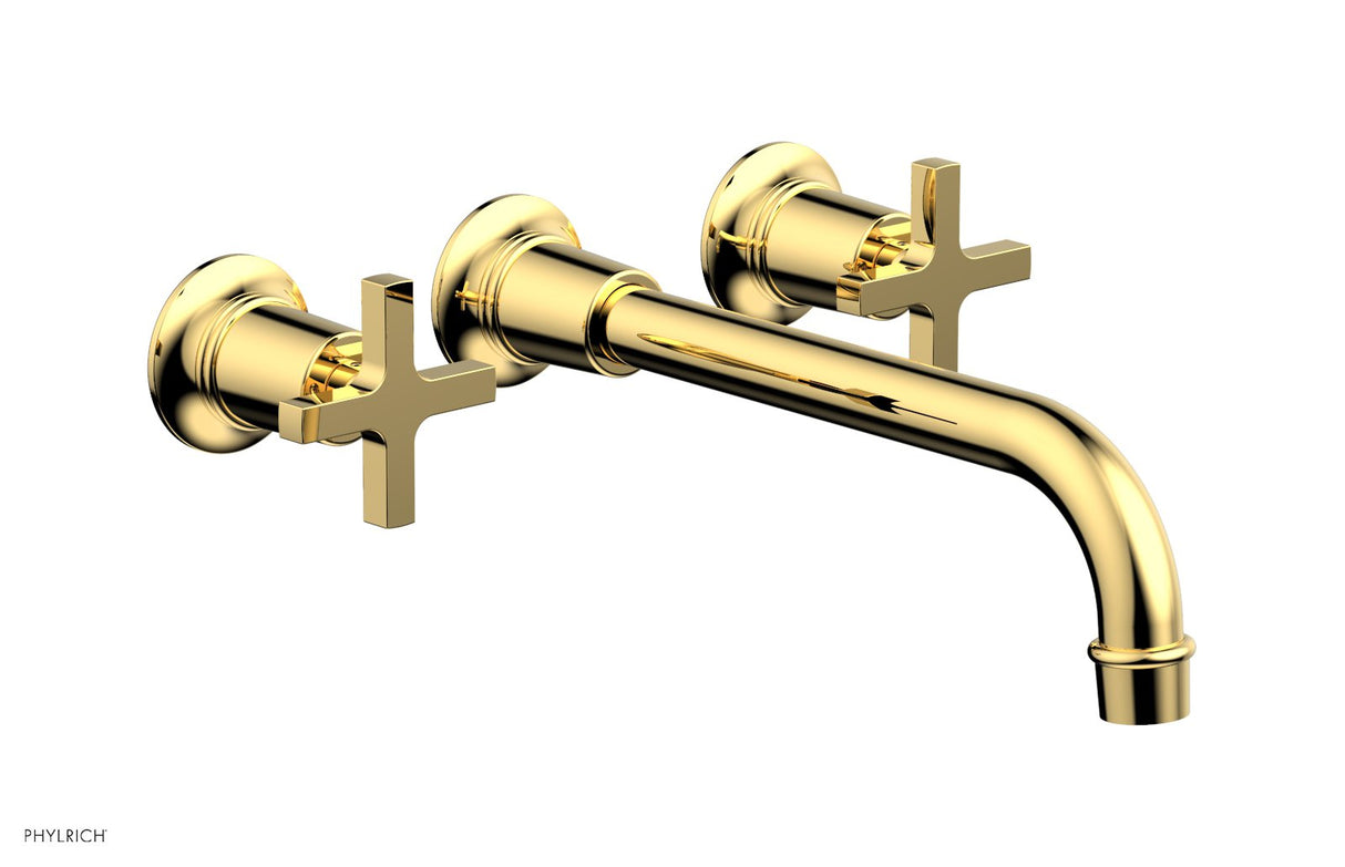 Phylrich 501-13-10-025 HEX MODERN Wall Lavatory Set 10" Spout - Cross Handles 501-13-10 - Polished Gold