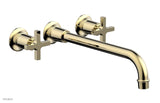 Phylrich 501-13-12-03U HEX MODERN Wall Lavatory Set 12" Spout - Cross Handles 501-13-12 - Polished Brass Uncoated