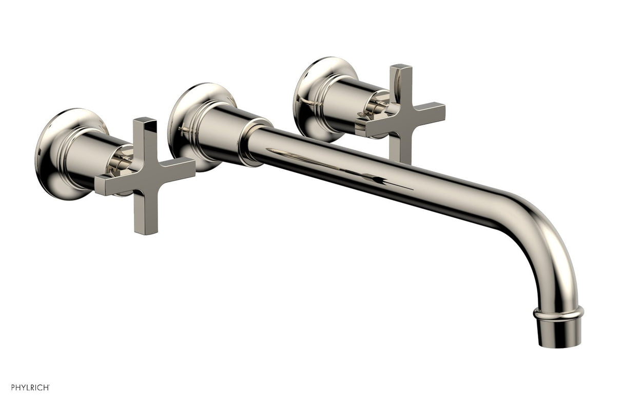 Phylrich 501-13-12-014 HEX MODERN Wall Lavatory Set 12" Spout - Cross Handles 501-13-12 - Polished Nickel