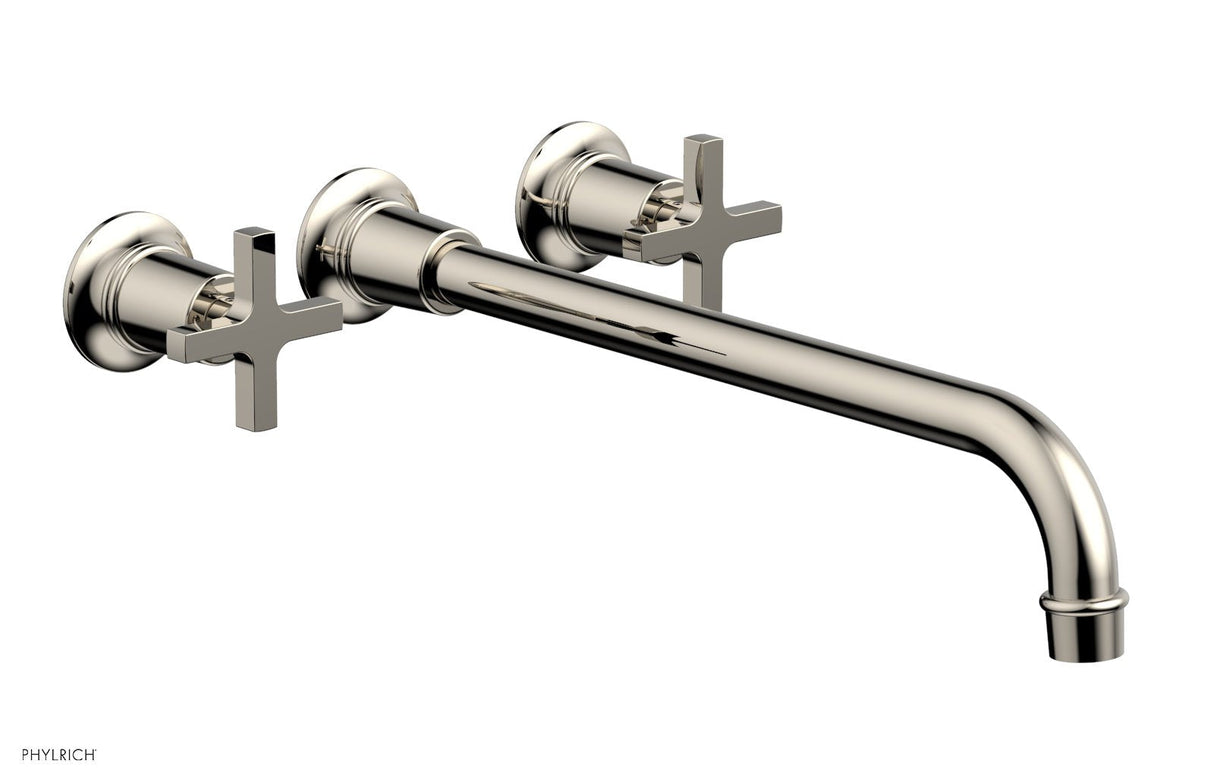 Phylrich 501-13-14-014 HEX MODERN Wall Lavatory Set 14" Spout - Cross Handles 501-13-14 - Polished Nickel