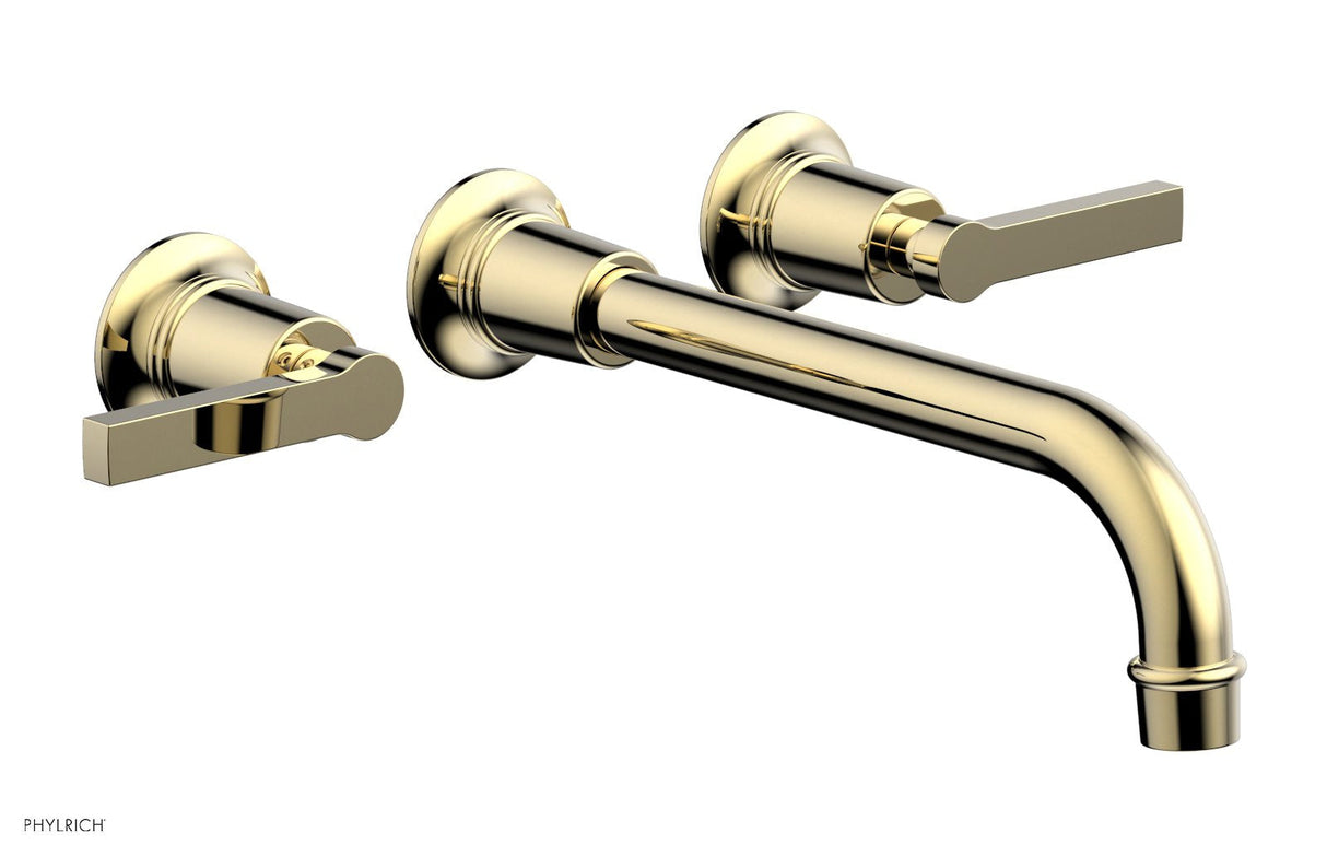 Phylrich 501-14-10-03U HEX MODERN Wall Lavatory Set 10" Spout - Lever Handles 501-14-10 - Polished Brass Uncoated