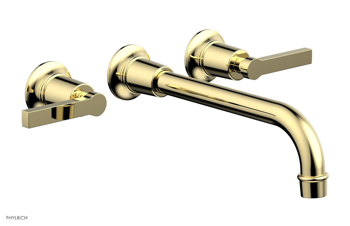 Phylrich 501-14-10-003 HEX MODERN Wall Lavatory Set 10" Spout - Lever Handles 501-14-10 - Polished Brass