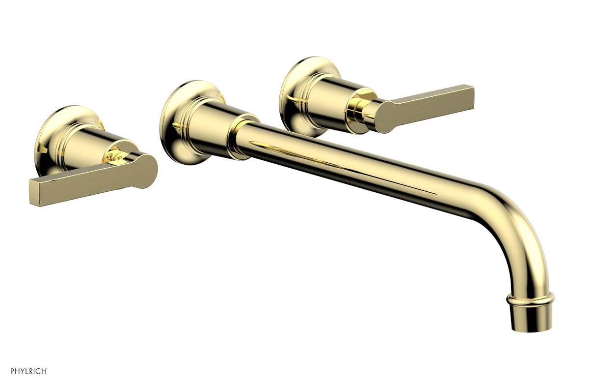 Phylrich 501-14-12-003 HEX MODERN Wall Lavatory Set 12" Spout - Lever Handles 501-14-12 - Polished Brass