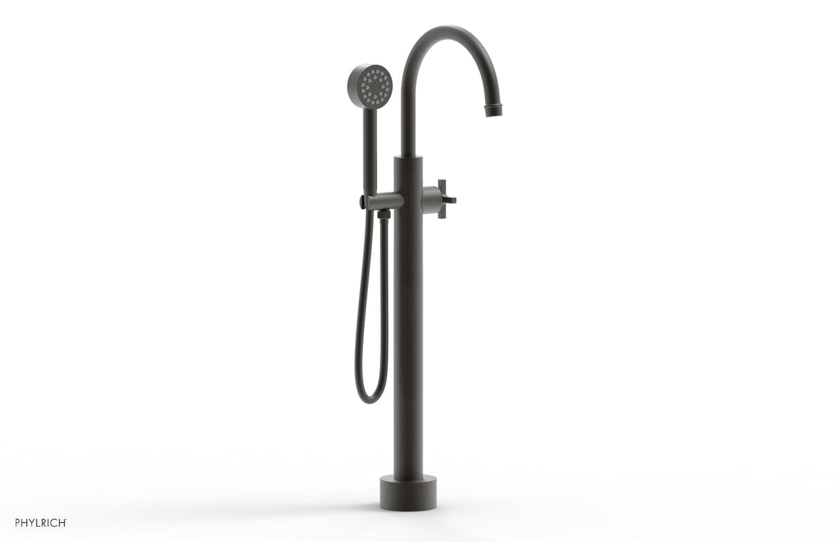 Phylrich 501-46-03-10B HEX MODERN Low Floor Mount Tub Filler - Cross Handle with Hand Shower  501-46-03 - Oil Rubbed Bronze