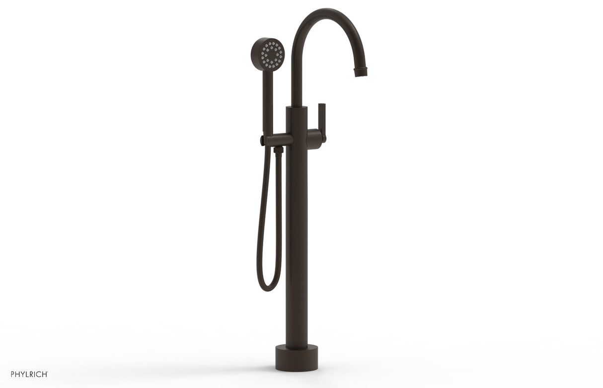Phylrich 501-47-03-11B HEX MODERN Low Floor Mount Tub Filler - Lever Handle with Hand Shower  501-47-03 - Antique Bronze