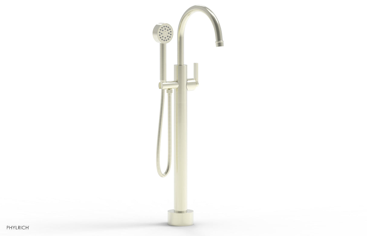 Phylrich 501-47-03-015 HEX MODERN Low Floor Mount Tub Filler - Lever Handle with Hand Shower  501-47-03 - Satin Nickel
