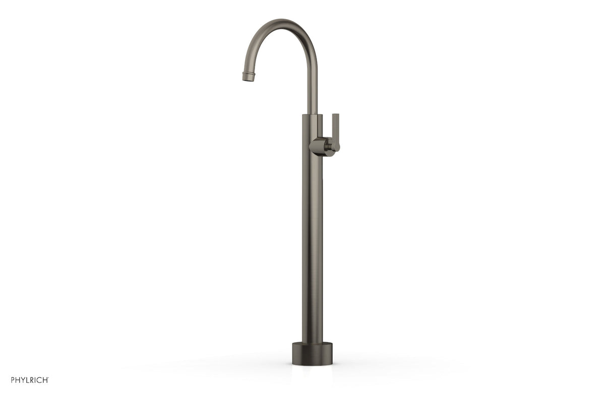Phylrich 501-47-04-15A HEX MODERN Low Floor Mount Tub Filler - Lever Handle  501-47-04 - Pewter