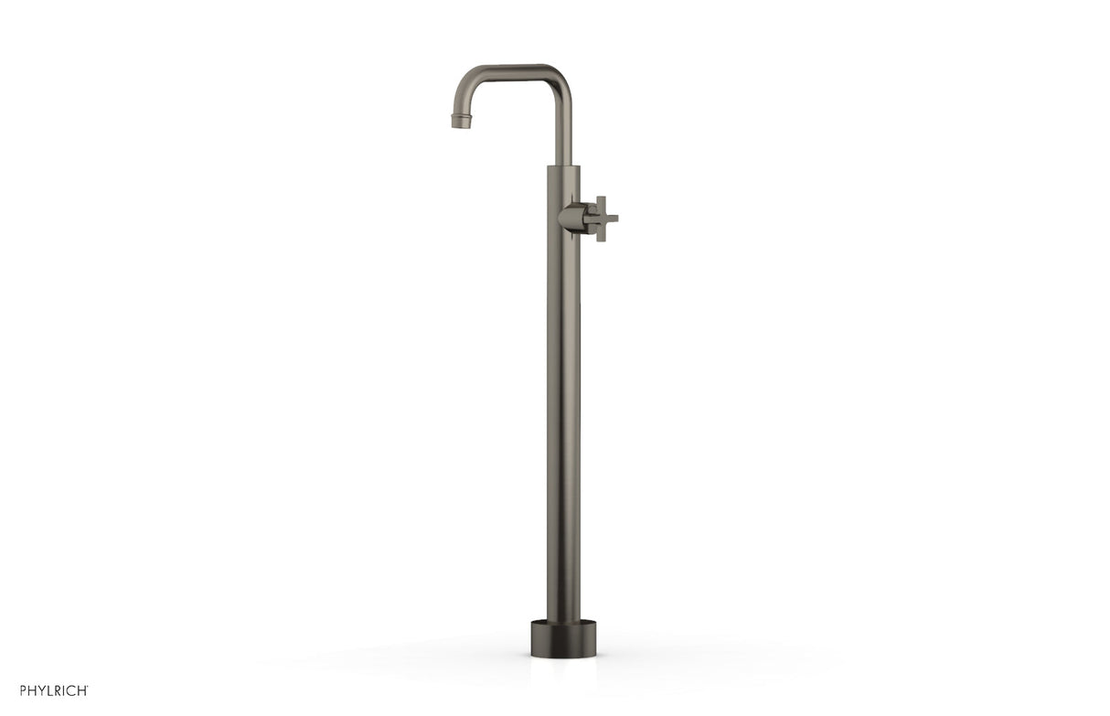 Phylrich 501-54-02-15A HEX MODERN Tall Floor Mount Tub Filler - Cross Handle 501-54-02 - Pewter