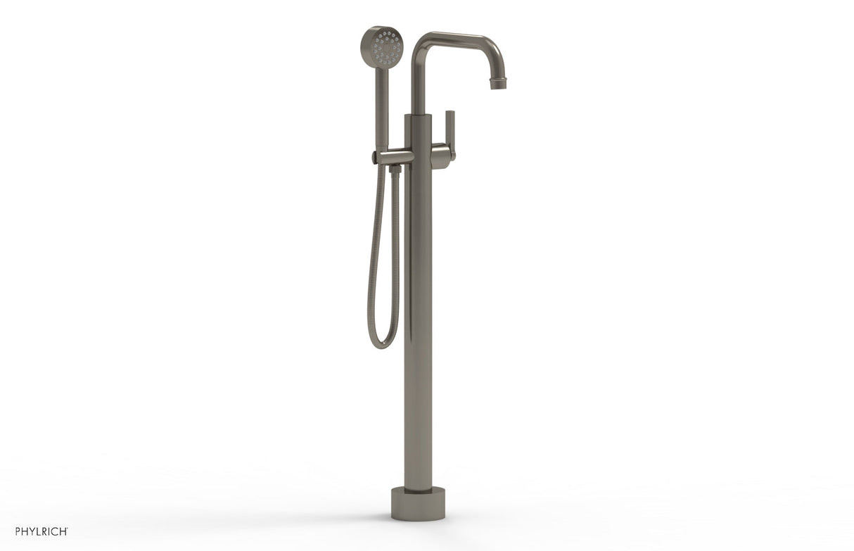 Phylrich 501-55-01-15A HEX MODERN Tall Floor Mount Tub Filler - Lever Handle with Hand Shower  501-55-01 - Pewter