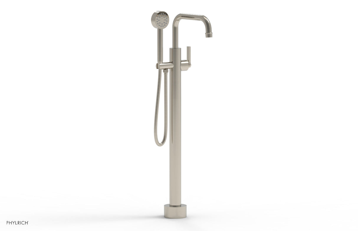 Phylrich 501-55-01-014 HEX MODERN Tall Floor Mount Tub Filler - Lever Handle with Hand Shower  501-55-01 - Polished Nickel