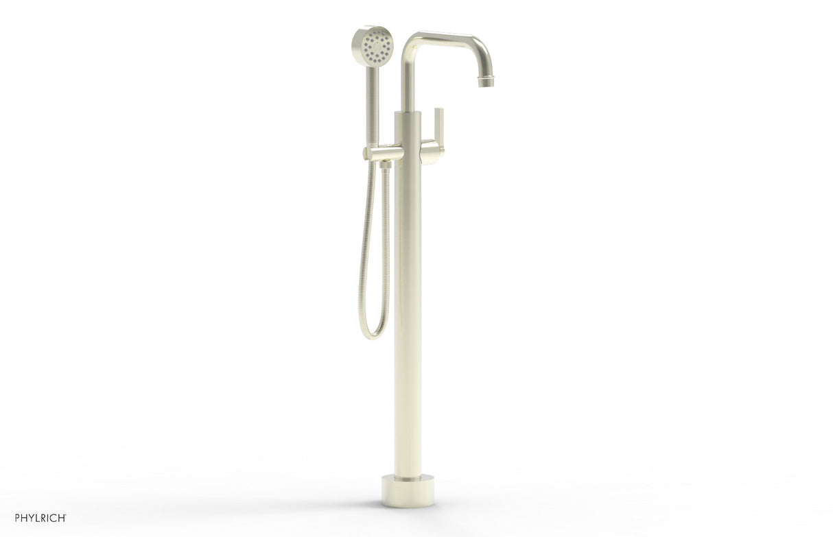 Phylrich 501-55-01-015 HEX MODERN Tall Floor Mount Tub Filler - Lever Handle with Hand Shower  501-55-01 - Satin Nickel