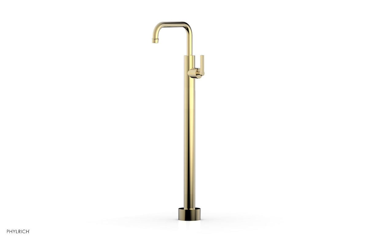 Phylrich 501-55-02-03U HEX MODERN Tall Floor Mount Tub Filler - Lever Handle 501-55-02 - Polished Brass Uncoated