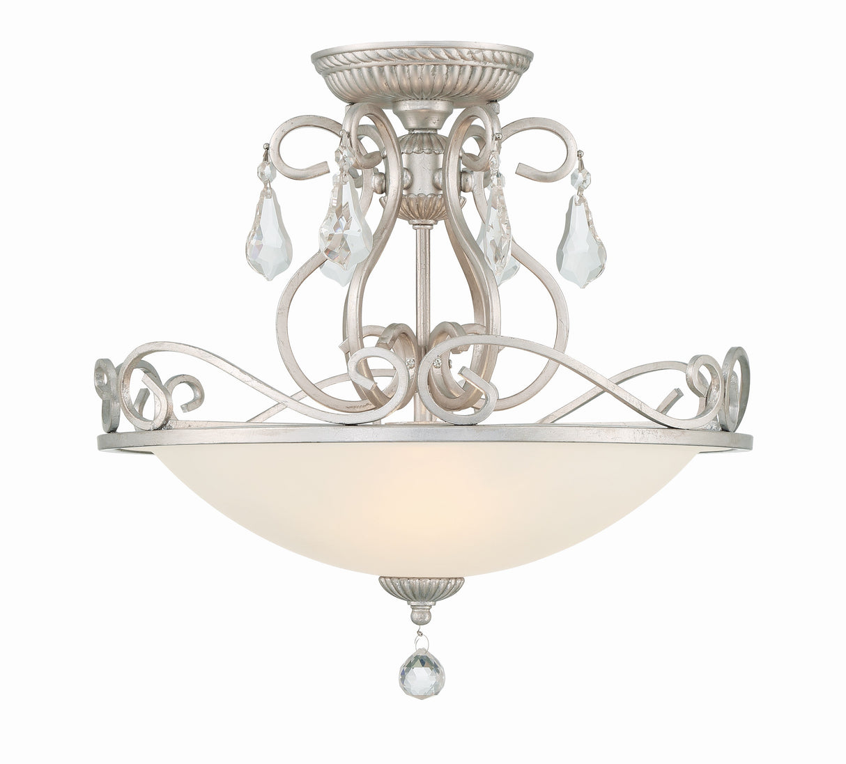 Ashton 3 Light Hand Cut Crystal Olde Silver Semi Flush Mount 5010-OS-CL-MWP