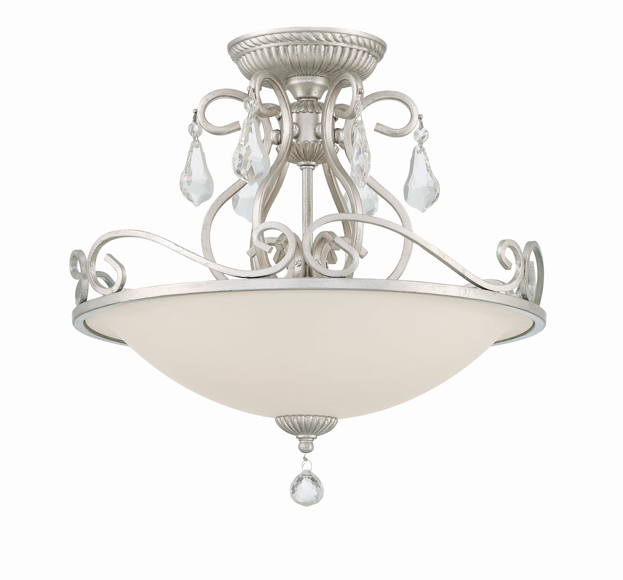 Ashton 3 Light Hand Cut Crystal Olde Silver Semi Flush Mount 5010-OS-CL-MWP