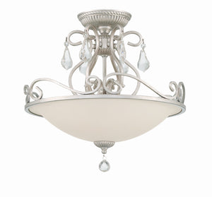 Ashton 3 Light Hand Cut Crystal Olde Silver Semi Flush Mount 5010-OS-CL-MWP