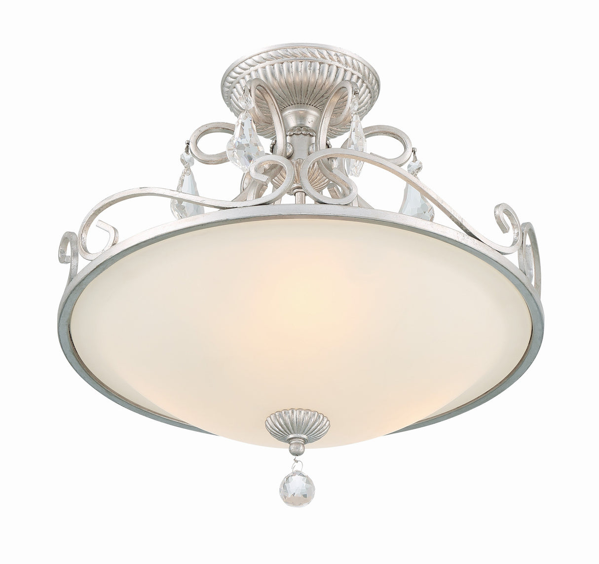 Ashton 3 Light Hand Cut Crystal Olde Silver Semi Flush Mount 5010-OS-CL-MWP