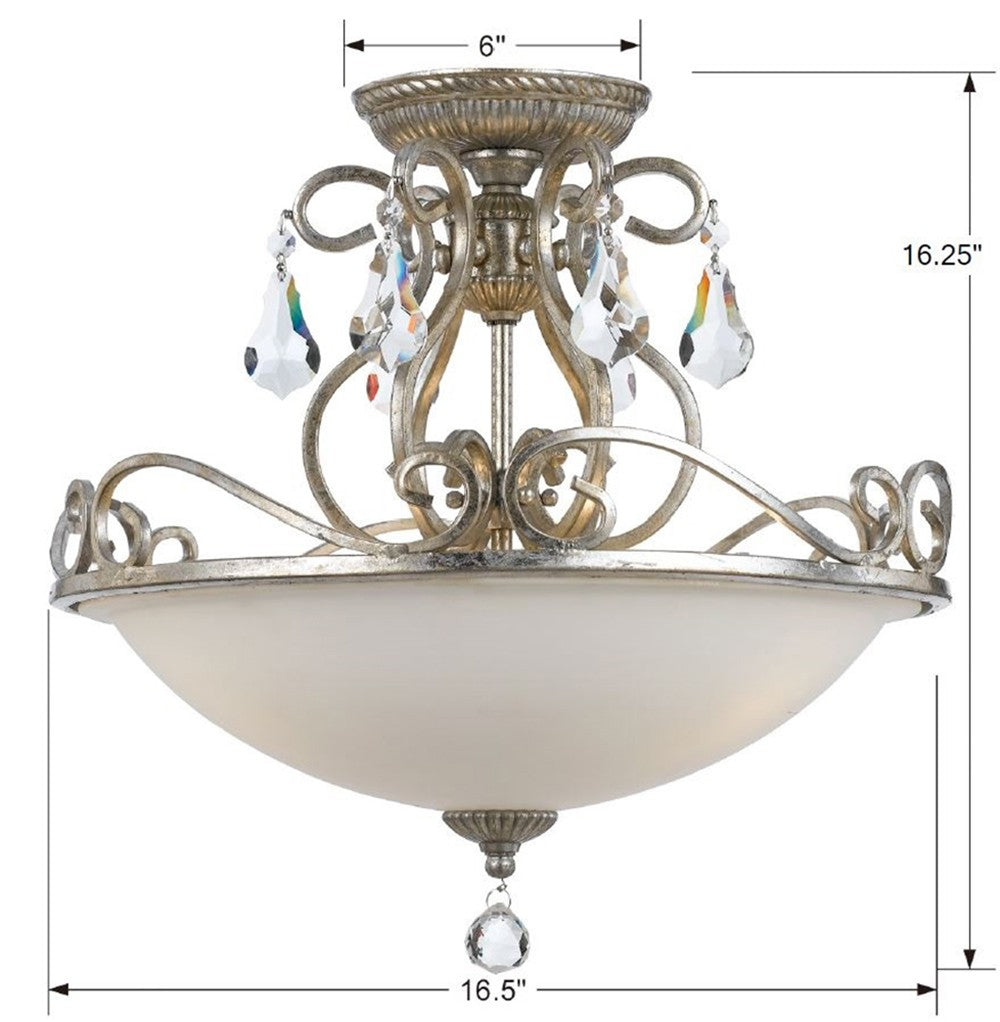 Ashton 3 Light Hand Cut Crystal Olde Silver Semi Flush Mount 5010-OS-CL-MWP