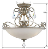 Ashton 3 Light Hand Cut Crystal Olde Silver Semi Flush Mount 5010-OS-CL-MWP