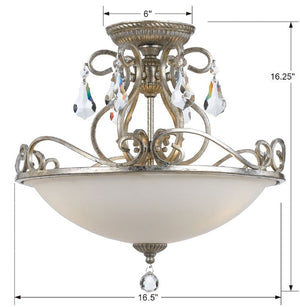 Ashton 3 Light Hand Cut Crystal Olde Silver Semi Flush Mount 5010-OS-CL-MWP