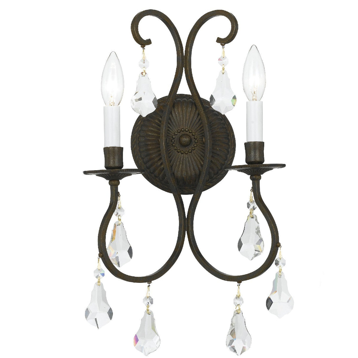 Ashton 2 Light Hand Cut Crystal English Bronze Sconce 5012-EB-CL-MWP