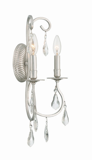 Ashton 2 Light Hand Cut Crystal Olde Silver Sconce 5012-OS-CL-MWP