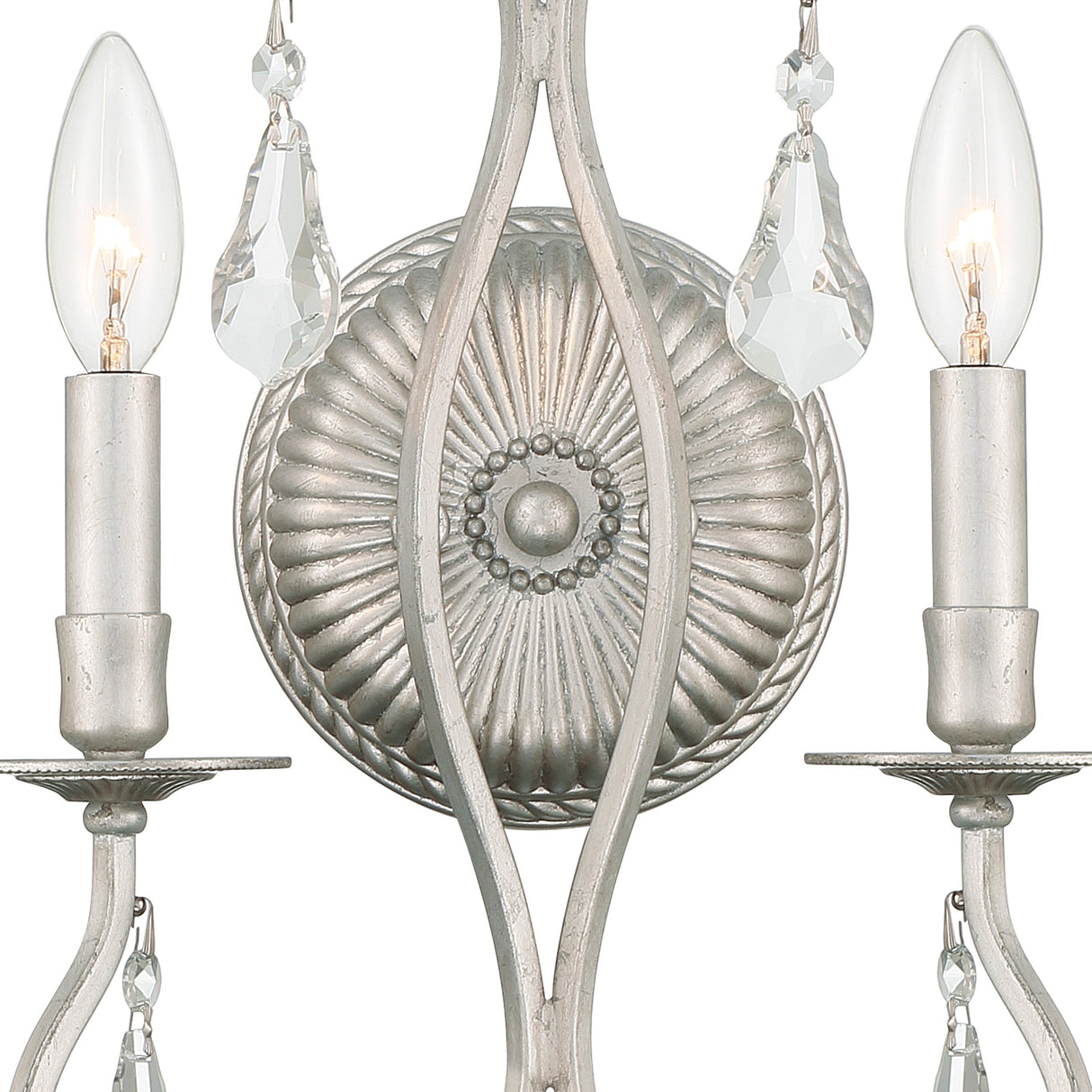 Ashton 2 Light Hand Cut Crystal Olde Silver Sconce 5012-OS-CL-MWP