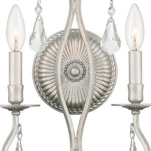 Ashton 2 Light Hand Cut Crystal Olde Silver Sconce 5012-OS-CL-MWP