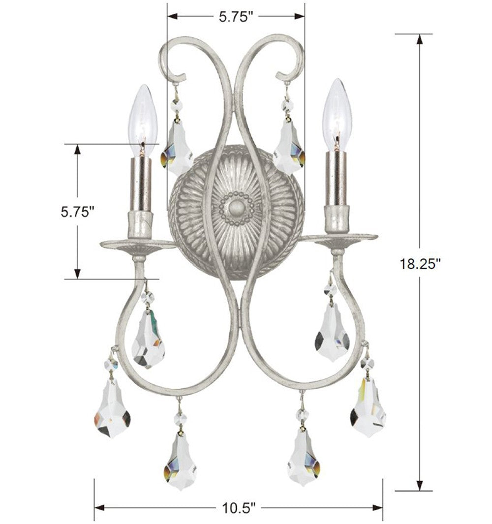 Ashton 2 Light Hand Cut Crystal English Bronze Sconce 5012-EB-CL-MWP