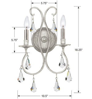 Ashton 2 Light Hand Cut Crystal English Bronze Sconce 5012-EB-CL-MWP