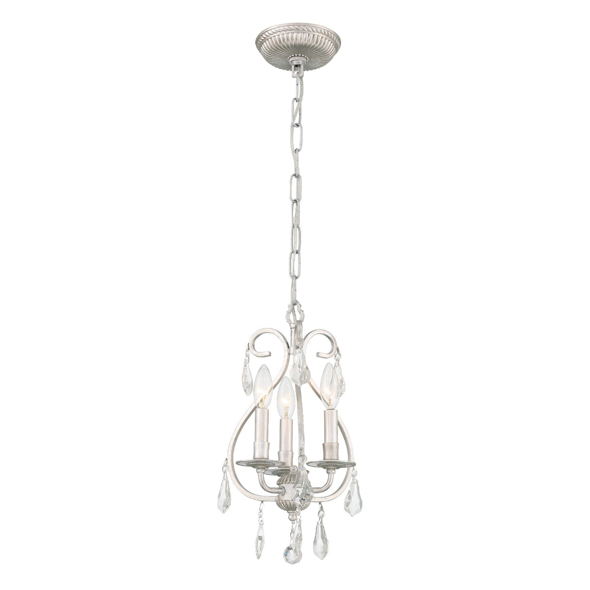 Ashton 3 Light Hand Cut Crystal Olde Silver Mini Chandelier 5013-OS-CL-MWP