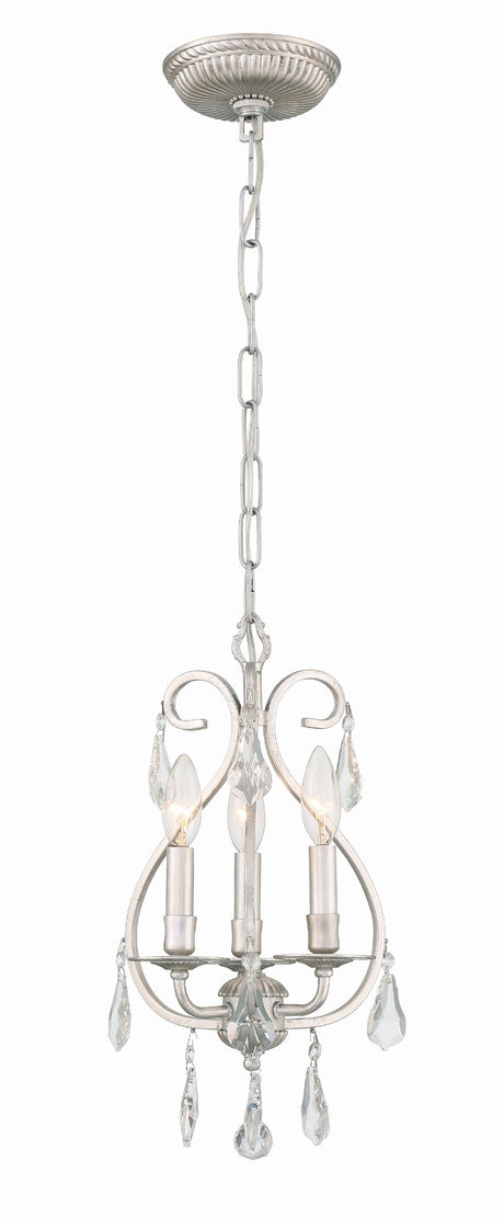 Ashton 3 Light Hand Cut Crystal Olde Silver Mini Chandelier 5013-OS-CL-MWP