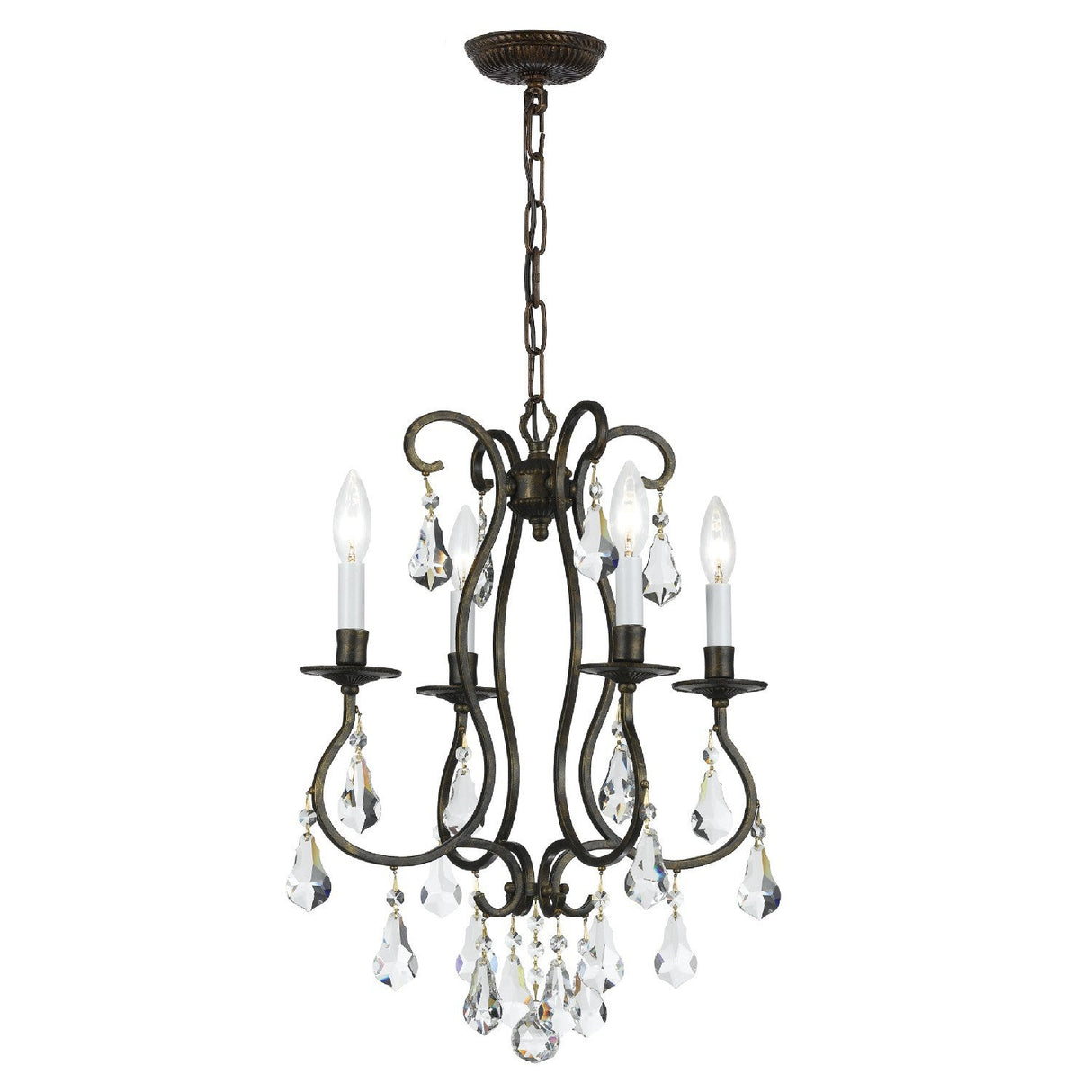 Ashton 4 Light Hand Cut Crystal English Bronze Mini Chandelier 5014-EB-CL-MWP