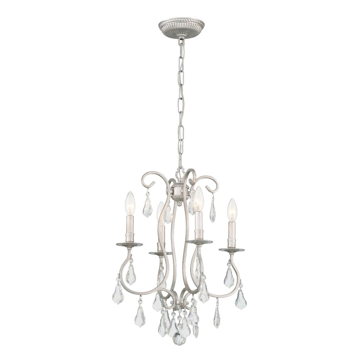 Ashton 4 Light Hand Cut Crystal Olde Silver Mini Chandelier 5014-OS-CL-MWP