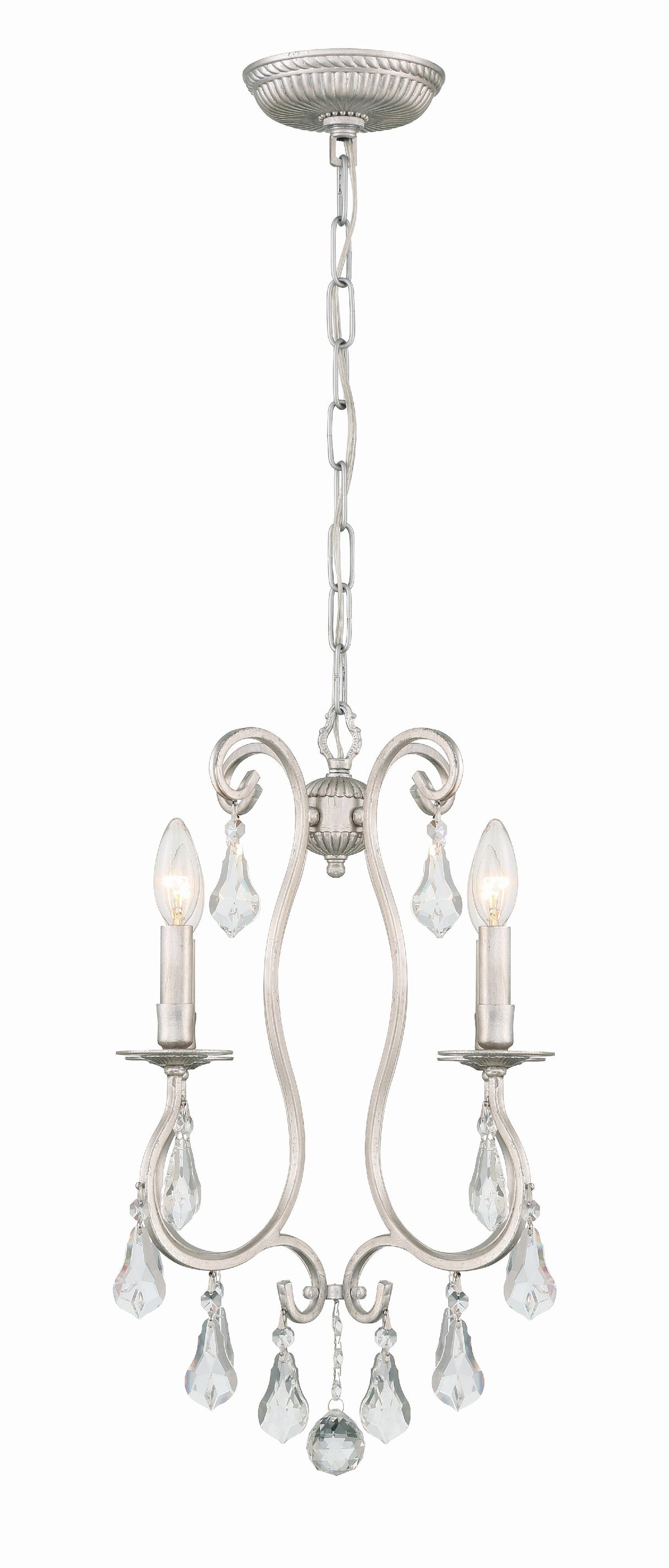 Ashton 4 Light Hand Cut Crystal Olde Silver Mini Chandelier 5014-OS-CL-MWP