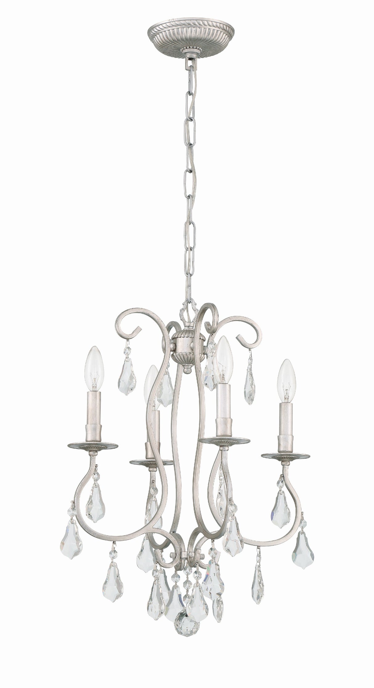 Ashton 4 Light Hand Cut Crystal Olde Silver Mini Chandelier 5014-OS-CL-MWP