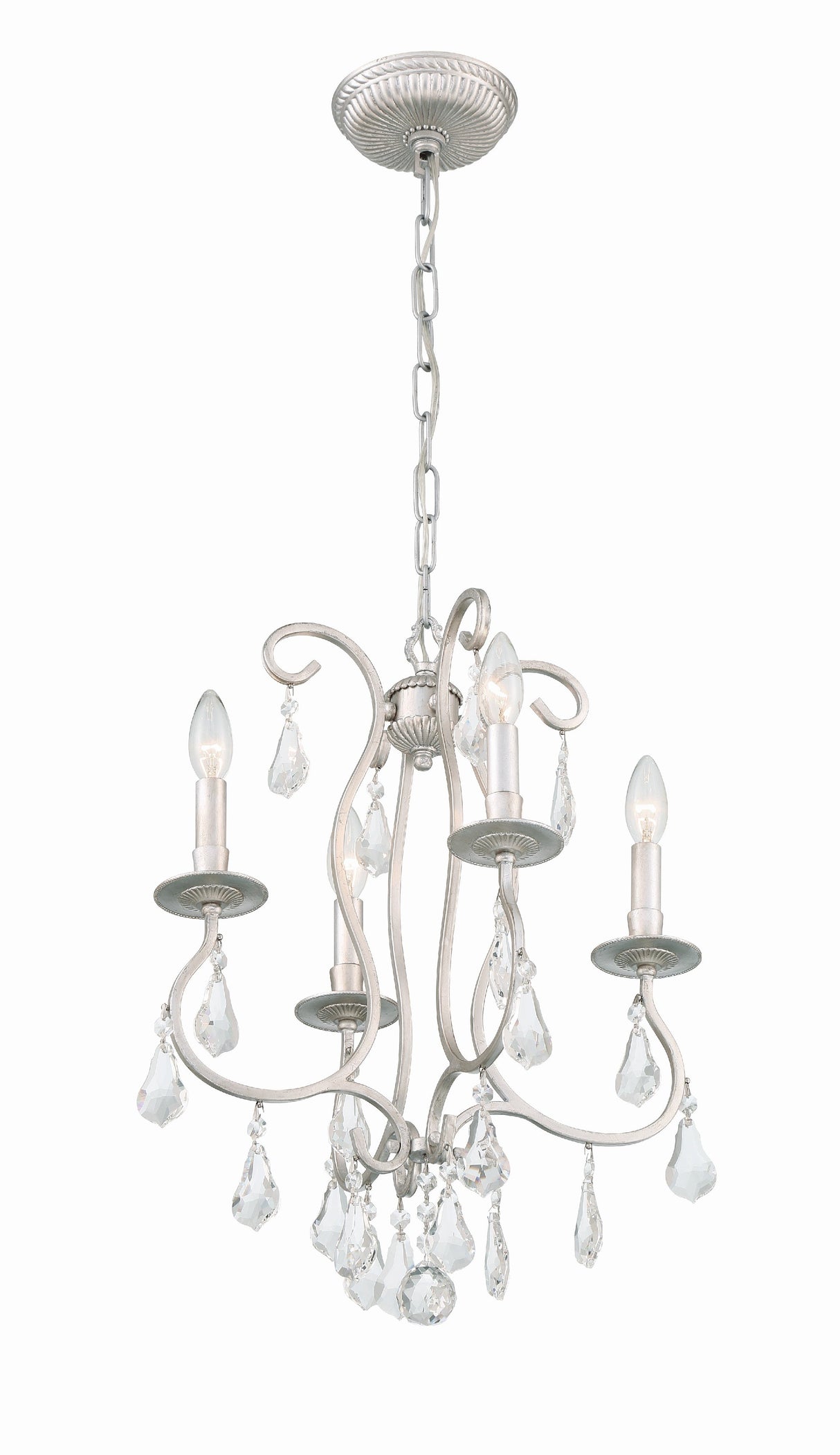 Ashton 4 Light Hand Cut Crystal Olde Silver Mini Chandelier 5014-OS-CL-MWP