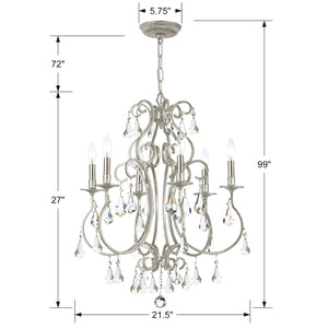 Ashton 6 Light Swarovski Strass Crystal Olde Silver Chandelier 5016-OS-CL-S