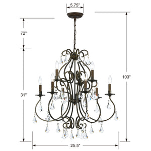 Ashton 9 Light Hand Cut Crystal English Bronze Chandelier 5019-EB-CL-MWP