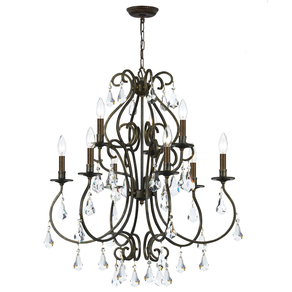 Ashton 9 Light Swarovski Strass Crystal English Bronze Chandelier 5019-EB-CL-S