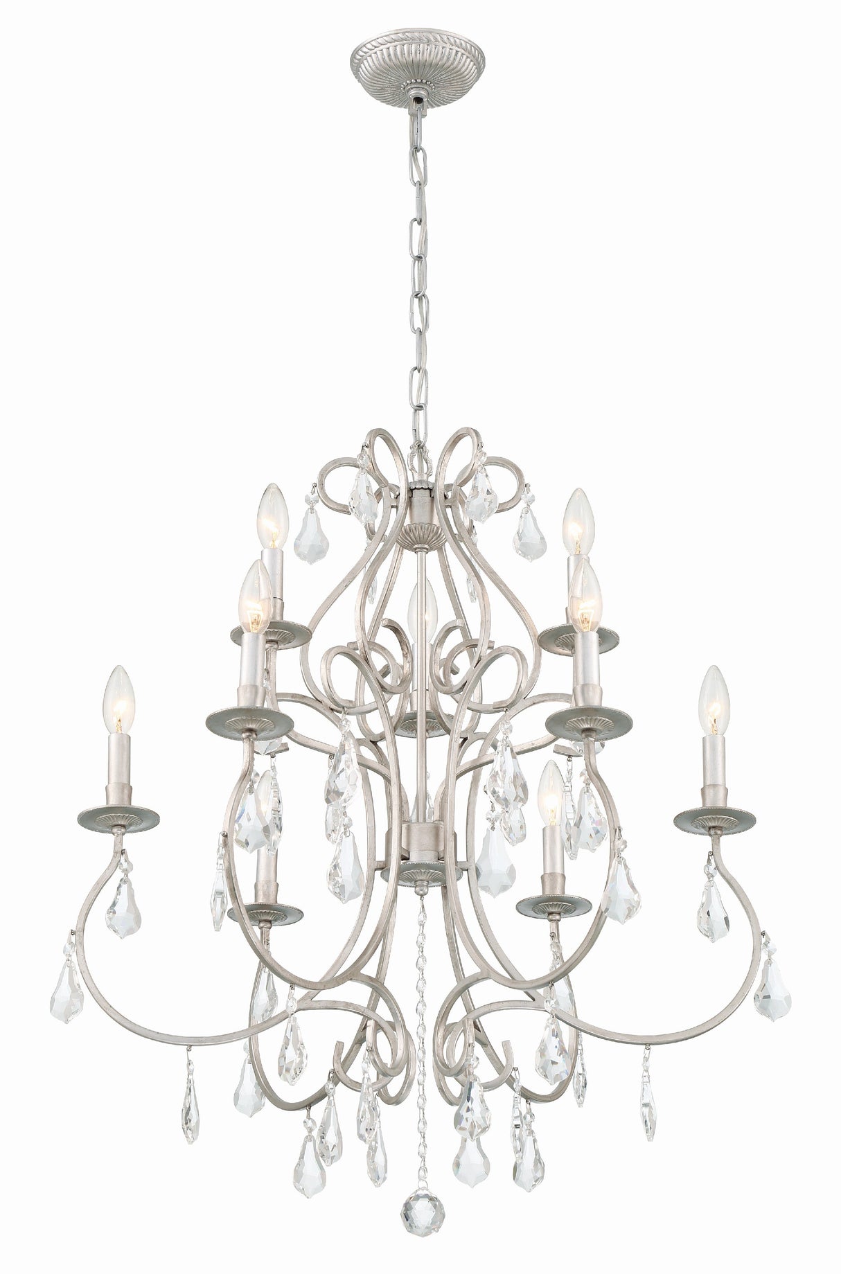 Ashton 9 Light Hand Cut Crystal Olde Silver Chandelier 5019-OS-CL-MWP