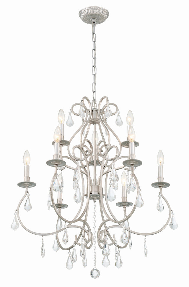 Ashton 9 Light Hand Cut Crystal Olde Silver Chandelier 5019-OS-CL-MWP