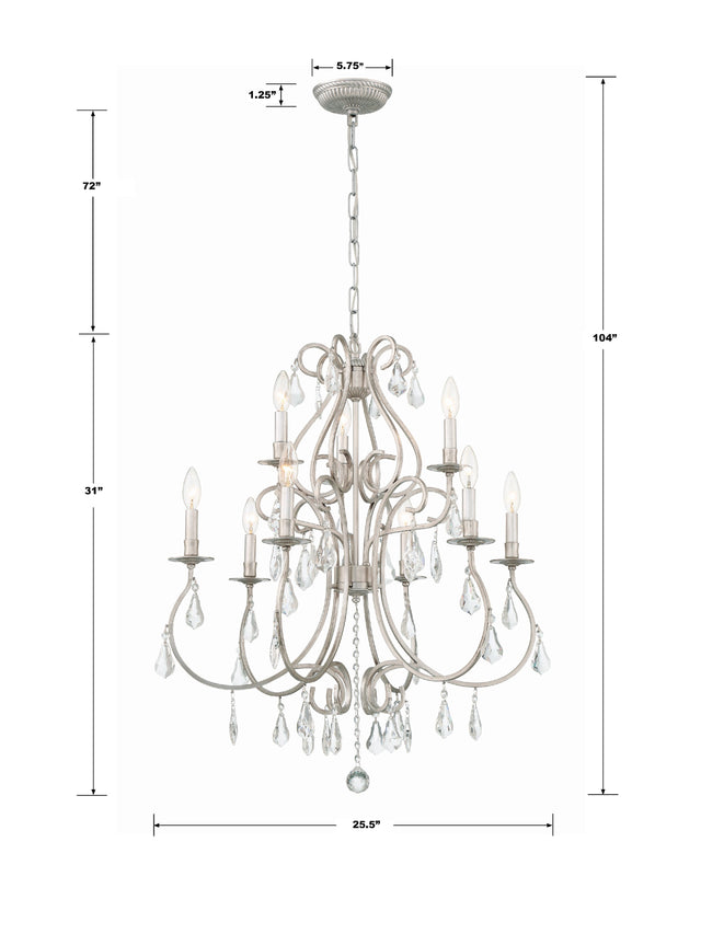 Ashton 9 Light Hand Cut Crystal Olde Silver Chandelier 5019-OS-CL-MWP