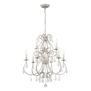 Ashton 9 Light Swarovski Strass Crystal Olde Silver Chandelier 5019-OS-CL-S